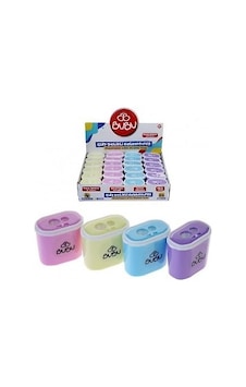 Bu-Bu Kalemtıraş Dikdörtgen Çiftli Pastel Renk Pembe