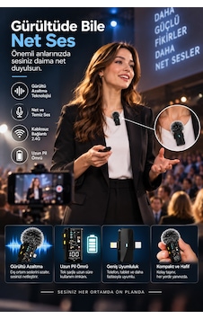 2.4g Kablosuz Yaka Mikrofonu Uzun Pil Ömrü Ve Dijital Ekranlı - Lisinya 2.4g Kablosuz Yaka Mikrofonu Uzun Pil Ömrü Ve Dijital Ekranlı - Lisinya