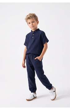 Mnk Baby & Kids Pamuklu Müslin Kumaş Yazlık Uzun Pantolon Kısa Kol Rahat Takım M00842 Lacivert Mnk Baby & Kids Pamuklu Müslin Kumaş Yazlık Uzun Pantolon Kısa Kol Rahat Takım M00842 Lacivert
