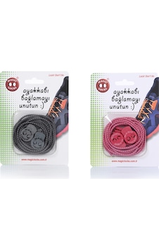 Magic Locks Yuvarlak Akıllı Ayakkabı Bağcık 2'li Set Gri-pembe Magic Locks Yuvarlak Akıllı Ayakkabı Bağcık 2'li Set Gri-pembe