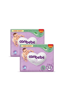 Canbebe Bebek Bezi Fırsat Paketi 4 Beden Maxi (7-14 Kg) 52 li x 2 Adet 2'li