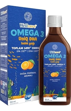 Wellcare Omega 3 Uniq DHA Portakal Aromalı Balık Yağı 150 ML Wellcare Omega 3 Uniq DHA Portakal Aromalı Balık Yağı 150 ML
