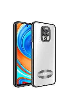 Xiaomi Redmi Note 9 Pro Kılıf Kamera Korumalı Logo Gösteren Zore Omega Kapak Siyah