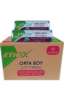 Ethex Orta Boy Mavi Renk Çöp Torbası 50 Paket X 55x60 Cm Ethex Orta Boy Mavi Renk Çöp Torbası 50 Paket X 55x60 Cm