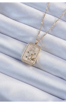 316l Çelik Zincir Gold Renk Zirkon Taşlı Aslan Figürlü Tarot Kolye - Lisinya 316l Çelik Zincir Gold Renk Zirkon Taşlı Aslan Figürlü Tarot Kolye - Lisinya