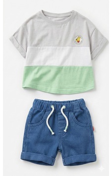 Haribo Lisanslı Renk Bloklu Çocuk T-shirt Şort Takım Gri Haribo Lisanslı Renk Bloklu Çocuk T-shirt Şort Takım Gri