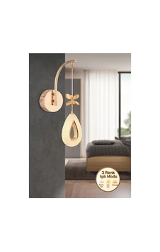 Damla Model Tekli Gold 3 Renk Modu Kristal Taşlı Salon Mutfak Yatak Çocuk Odası Aplik Altın Damla Model Tekli Gold 3 Renk Modu Kristal Taşlı Salon Mutfak Yatak Çocuk Odası Aplik Altın