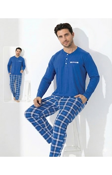 Modadua Boyraz 0645 Erkek Uzun Kol Penye Pijama Takımı Saks Modadua Boyraz 0645 Erkek Uzun Kol Penye Pijama Takımı Saks