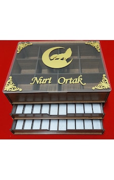 3 Katlı Çekmeceli Saat Ve Tesbih Ve Takı Dolabı