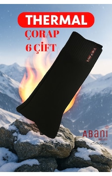Abani Classic 6 Çift Siyah Termal Erkek - Unisex Kışlık Havlu Soket (Uzun) Çorap - Ekstra Sıcaklık Abani Classic 6 Çift Siyah Termal Erkek - Unisex Kışlık Havlu Soket (Uzun) Çorap - Ekstra Sıcaklık