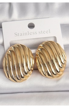 Pirinç Gold Renk İşlemeli Oval Model Kadın Küpe Çok Renkli Pirinç Gold Renk İşlemeli Oval Model Kadın Küpe Çok Renkli