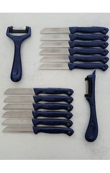 Solingen 12'li Meyve-sebze-doğrama Bıçağı Ve 2'li Soyacak 14'lü Set Lacivert Metal Solingen 12'li Meyve-sebze-doğrama Bıçağı Ve 2'li Soyacak 14'lü Set Lacivert Metal
