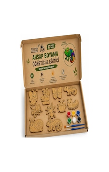 Ahşap Boyama Böcekler 10 Lu 1 Paket 10x15cm Ahşap Boyama 6 Renk Boya Resim Fırçası Etkinlik Çocuk Gelişim Motor Beceri