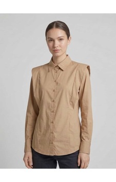 Crystalia Camel Renk Omuzdan Katlamalı Uzun Kollu Oversize Şık Gömlek