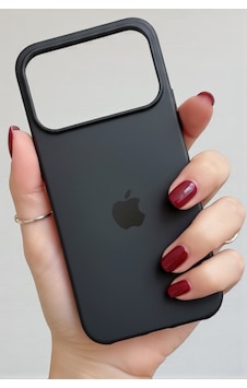 Iphone 17 Pro Uyumlu Kılıf Logolu Lansman Soft Yumuşak Içi Kadife Silikon Kapak Siyah