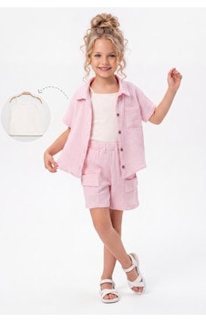 Mnk Baby & Kids Kız Çocuk 3 Parça Pamuklu Müslin Rahat Takım M00837 Pembe Mnk Baby & Kids Kız Çocuk 3 Parça Pamuklu Müslin Rahat Takım M00837 Pembe