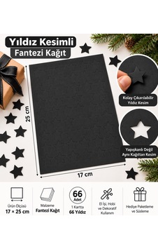 Hazır Kesim Kağıt Yıldız Desen 66 Adet Siyah Fantezi Kağıt Süs, Hediye Paketleme, Dekorasyon Ve Hobi Hazır Kesim Kağıt Yıldız Desen 66 Adet Siyah Fantezi Kağıt Süs, Hediye Paketleme, Dekorasyon Ve Hobi