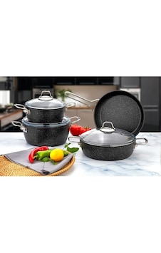 Evımsaray S-9108 Vıtella Granit Set 7 Prç Siyah Siyah Evımsaray S-9108 Vıtella Granit Set 7 Prç Siyah Siyah