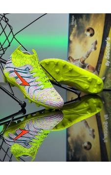 Unisex Krampon Çoraplı Çivili Desenli Bağcıklı Air Halı Saha Ve Çim Zemin Futbol Spor Ayakkabısı 2060kr Beyaz - Sarı