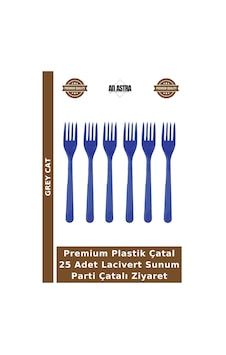 Premium Plastik Çatal 25 Adet Lacivert Sunum Parti Çatalı Ziyaret Mavi