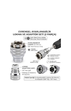 2 Parça Evrensel Ayarlanabilir Lokma Anahtar Seti 10-19 Mm 3/8'' Matkap Adaptörlü Somun Sökme Aparatı Somun Sıkma Aparat 2 Parça Evrensel Ayarlanabilir Lokma Anahtar Seti 10-19 Mm 3/8'' Matkap Adaptörlü Somun Sökme Aparatı Somun Sıkma Aparat