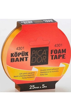 Picador Çift Taraflı Köpük Bant 25mmx5m Askılı Ko003