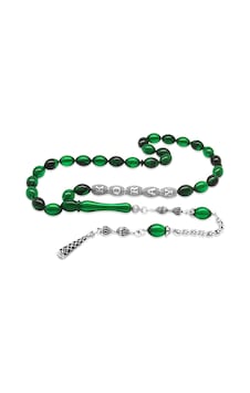 Tesbihname Ateş Kehribar Tesbih - Metal Püskül - Özel Hediye Kutulu - Arpa Kesim - Yeşil Siyah Renk Çok Renkli Tesbihname Ateş Kehribar Tesbih - Metal Püskül - Özel Hediye Kutulu - Arpa Kesim - Yeşil Siyah Renk Çok Renkli
