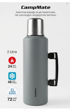 Cooker 2 Litre Kulplu Paslanmaz Çelik Kamp Termos Ckr-2128 Antrasit Cooker 2 Litre Kulplu Paslanmaz Çelik Kamp Termos Ckr-2128 Antrasit