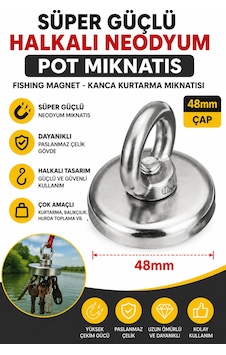 48 Mm Halkalı Neodyum Pot Mıknatıs Süper Güçlü Fishing Magnet Kurtarma Mıknatısı 48 Mm Halkalı Neodyum Pot Mıknatıs Süper Güçlü Fishing Magnet Kurtarma Mıknatısı