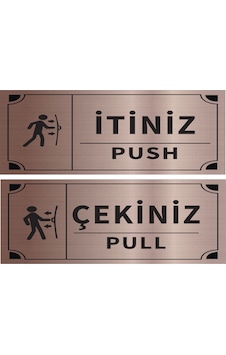 Mayeka İtiniz - Çekiniz Dikdörtgen İkili Levha Set Bronz Metal Yönlendirme Tabelası Kişiye Özel Mayeka İtiniz - Çekiniz Dikdörtgen İkili Levha Set Bronz Metal Yönlendirme Tabelası Kişiye Özel
