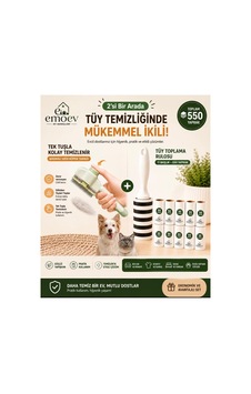 2'si 1 Arada Tüy Temizleme Seti Basmalı Kedi Köpek Tarağı + 550 Yaprak Tüy Toplama Rulosu 2'si 1 Arada Tüy Temizleme Seti Basmalı Kedi Köpek Tarağı + 550 Yaprak Tüy Toplama Rulosu