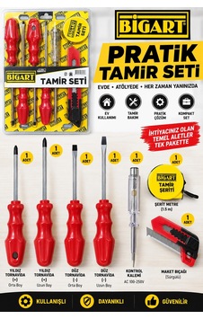 7 Parça Tamir Seti Tornavida, Kontrol Kalemi, Şerit Metre Ve Maket Bıçağı Çok Amaçlı Ev & Atölye S 7 Parça Tamir Seti Tornavida, Kontrol Kalemi, Şerit Metre Ve Maket Bıçağı Çok Amaçlı Ev & Atölye S