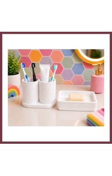 Storeşahin 3d Baskı Diş Fırçalık Ve Sabunluk Seti - Lavabo Üstü Banyo Organizeri-beyaz Shn0720 Storeşahin 3d Baskı Diş Fırçalık Ve Sabunluk Seti - Lavabo Üstü Banyo Organizeri-beyaz Shn0720