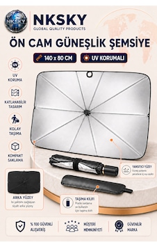Nksky A Kalite Araba Ön Cam Güneşlik Şemsiye 80x140 Cm Katlanabilir Oto Cam Güneşliği Araç Güneş Koruyucu