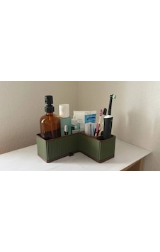 3d Baskı Köşe Banyo Organizeri Diş Fırçası Ve Cilt Bakım Ürünü Tutucu Çizgili Modern Köşe Düzenleyici Yeşil Açık Altın 3d Baskı Köşe Banyo Organizeri Diş Fırçası Ve Cilt Bakım Ürünü Tutucu Çizgili Modern Köşe Düzenleyici Yeşil Açık Altın