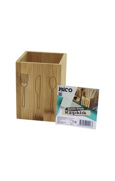 Küçük Kare 9x9cm Ahşap Bambu Kaşıklık Organizer