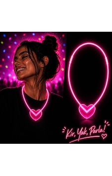 Neon Işıklı Fosforlu Kalp Parti Kolyesi Pembe Renk Pembe Altın Neon Işıklı Fosforlu Kalp Parti Kolyesi Pembe Renk Pembe Altın