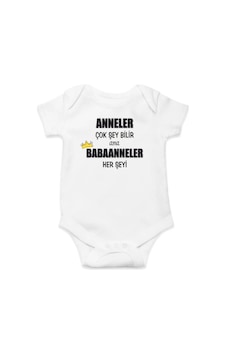 Hediyenza Anneler Çok Şey Bilir ama Babaanneler Her Şeyi Özel Tasarım Bebek Zıbın Pamuklu Çıtçıtlı Body Beyaz Hediyenza Anneler Çok Şey Bilir ama Babaanneler Her Şeyi Özel Tasarım Bebek Zıbın Pamuklu Çıtçıtlı Body Beyaz
