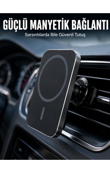 15w Magsafe Uyumlu Manyetik Araç Şarj Standı Güçlü Mıknatıslı Telefon Tutucu Çokrenkli