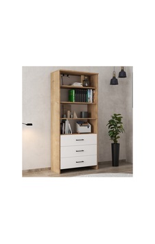 3 Çekmeceli Safir Meşe - Beyaz Kitaplık Modern Ve Çok Amaçlı Açık Raflı Dolap 80x38x182 Cm Safir Meşe - Beyaz - 761717270 Safir Meşe - Beyaz 3 Çekmeceli Safir Meşe - Beyaz Kitaplık Modern Ve Çok Amaçlı Açık Raflı Dolap 80x38x182 Cm Safir Meşe - Beyaz - 761717270 Safir Meşe - Beyaz