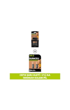 Duracell CEF 14 Şarj Aleti Seti + Şarj Edilebilir AA 1300 mAh Pil 2'li Duracell CEF 14 Şarj Aleti Seti + Şarj Edilebilir AA 1300 mAh Pil 2'li