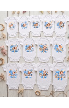Liya Gift Collection İsme Özel Erkek Bebek Aylık Gelişim Zıbın Seti 13 Parça Yenidoğan 1 Yaş Fotoğraf Çekimi Hediyesi Beyaz