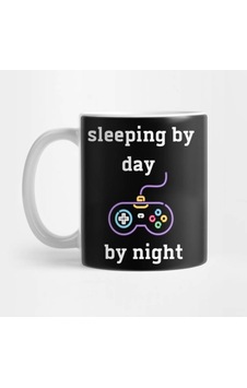 Gündüz Uyku, Gece Oyun - Gamer Kupa Bardak Çok Renkli Gündüz Uyku, Gece Oyun - Gamer Kupa Bardak Çok Renkli