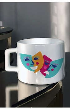Tiyatro Simgesi Tasarımlı Çay - Kahve Fincanı Beyaz Tiyatro Simgesi Tasarımlı Çay - Kahve Fincanı Beyaz
