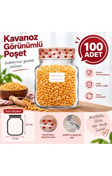 Kalp Desenli Büyük Boy Kavanoz Görünümlü Kilitli Doypack Saklama Poşeti 17x27cm - 1000ml 100 Adet Kalp Desenli Büyük Boy Kavanoz Görünümlü Kilitli Doypack Saklama Poşeti 17x27cm - 1000ml 100 Adet