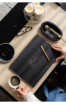 Süresiz Haftalık Spiralli Masaüstü Planlayıcı 24x34 Cm - Desk Planner Siyah Siyah
