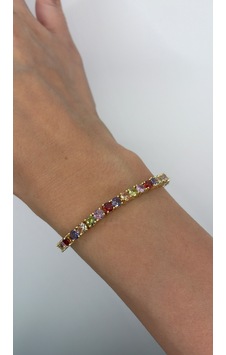 Renkli Zirkon Taşlı Çelik Kadın Bileklik 17+2 Cm Ayarlanabilir Gold Kaplama Bileklik Renkli Zirkon Taşlı Çelik Kadın Bileklik 17+2 Cm Ayarlanabilir Gold Kaplama Bileklik