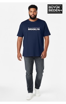 Superlife Erkek Büyük Beden Willamsburg Brooklyn Baskılı 3xl-6xl Bisiklet Yaka Tshırt Spr26bts510-16 Lacivert