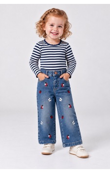 Overdo Kids Kız Çocuk Düz Paça Nakışlı Kot Pantolon Açık Mavi Overdo Kids Kız Çocuk Düz Paça Nakışlı Kot Pantolon Açık Mavi