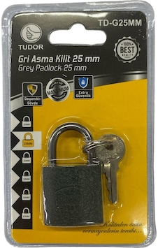 Ennalbur Tudor 25 Mm Kısa Gri Asma Kilit